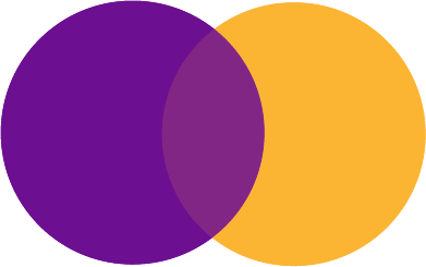 Logo éclipse avec deux ronds superposés jaune et violet